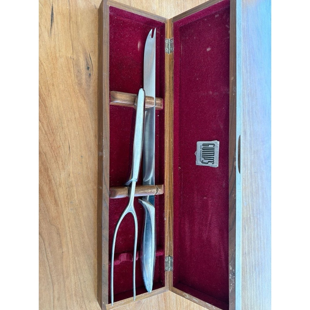 Vintage Gerber Legendary Blades Snickersnee Knife & Ron Fork Carving Set in Gump